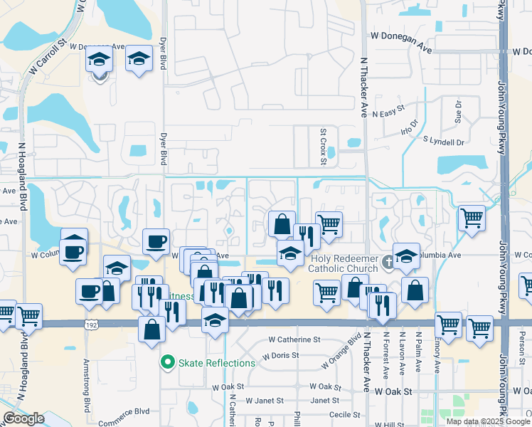 map of restaurants, bars, coffee shops, grocery stores, and more near 2101-2299 Chardonnay Ct W in Kissimmee