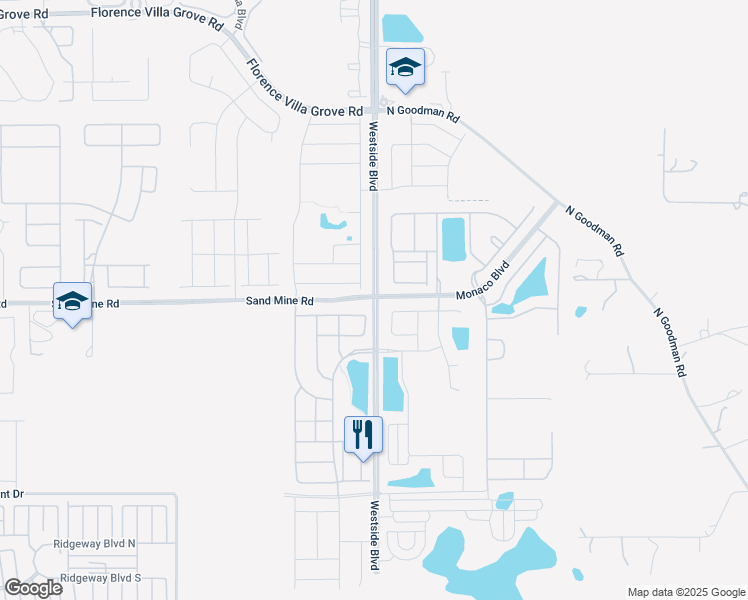 map of restaurants, bars, coffee shops, grocery stores, and more near Westside Boulevard in Kissimmee