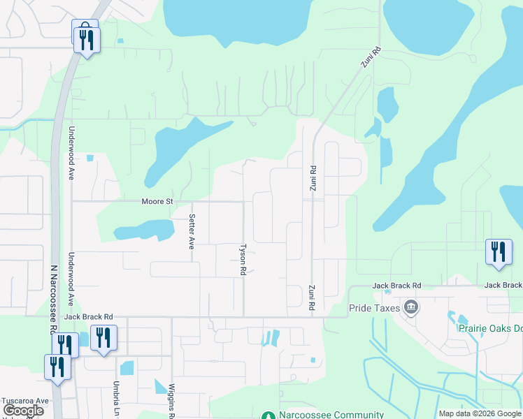 map of restaurants, bars, coffee shops, grocery stores, and more near 2101 Tyson Road in St. Cloud