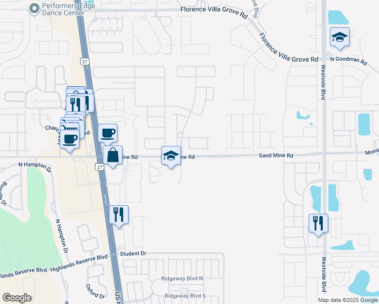 map of restaurants, bars, coffee shops, grocery stores, and more near Jetty Way in Davenport