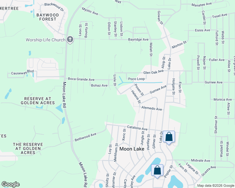 map of restaurants, bars, coffee shops, grocery stores, and more near 10539 Bessemer Street in New Port Richey