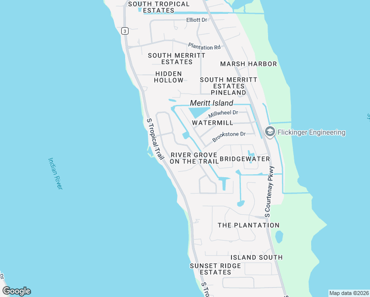 map of restaurants, bars, coffee shops, grocery stores, and more near 2687 The Trails at Hidden Harbor in Merritt Island
