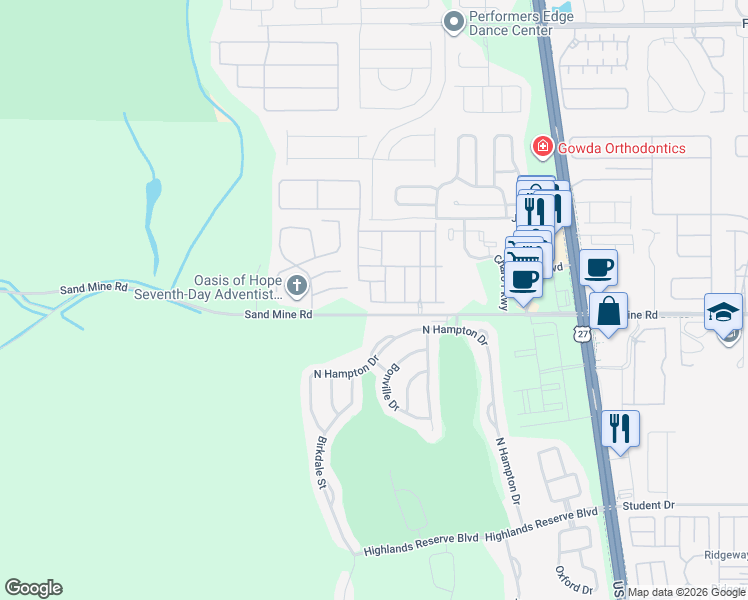 map of restaurants, bars, coffee shops, grocery stores, and more near 632 La Mirage Street in Davenport