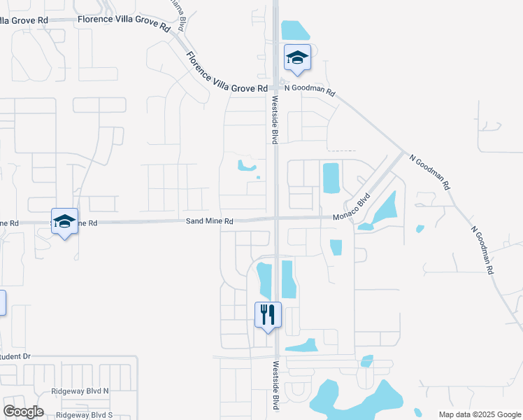 map of restaurants, bars, coffee shops, grocery stores, and more near 9002 Wildflower Lane in Kissimmee