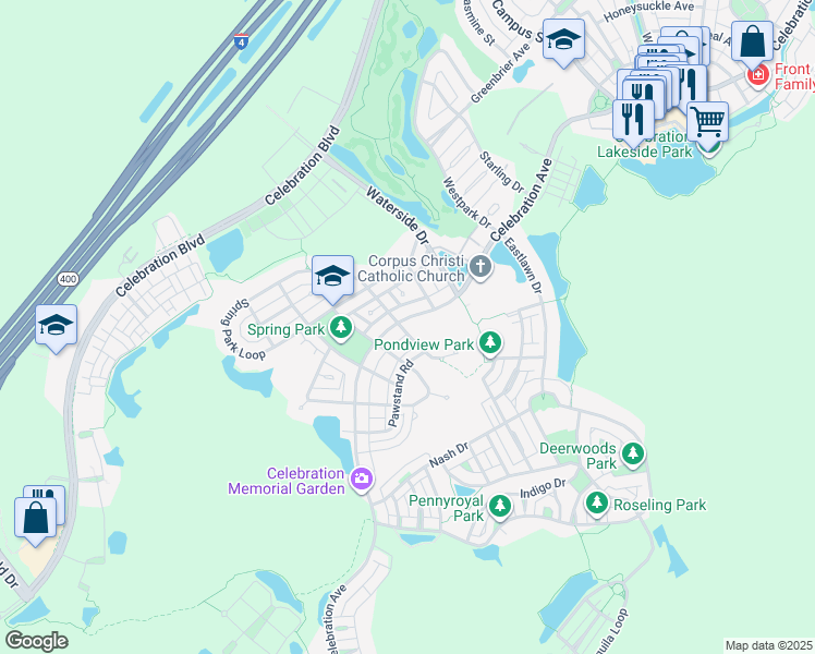 map of restaurants, bars, coffee shops, grocery stores, and more near 1118 Celebration Avenue in Kissimmee