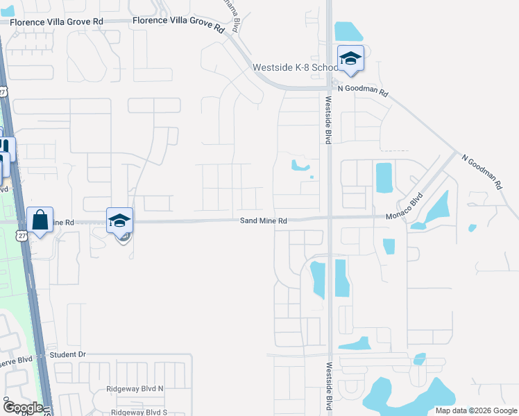 map of restaurants, bars, coffee shops, grocery stores, and more near 2308 White Poppy Drive in Kissimmee