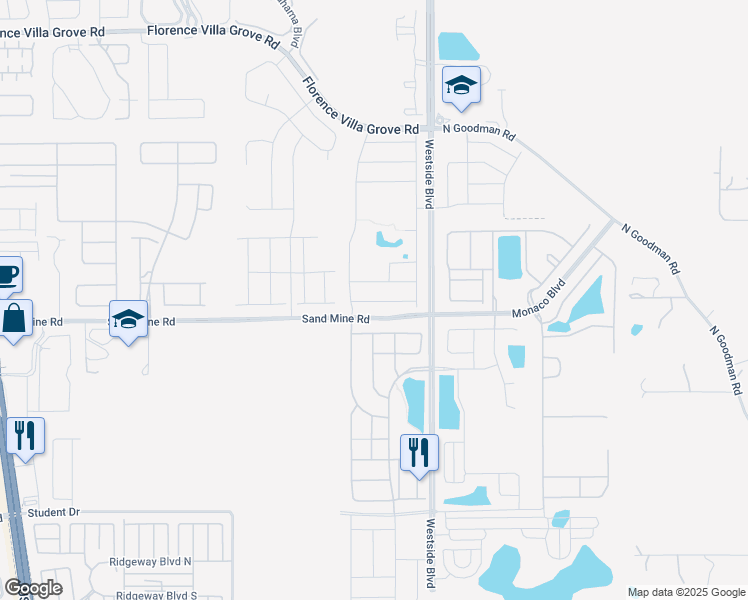 map of restaurants, bars, coffee shops, grocery stores, and more near 9041 Wildflower Lane in Kissimmee