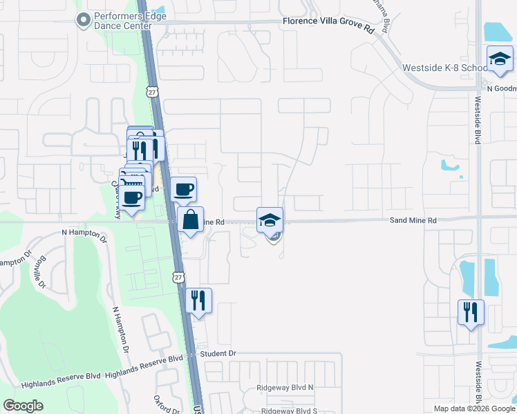 map of restaurants, bars, coffee shops, grocery stores, and more near Paradise Lane in Davenport