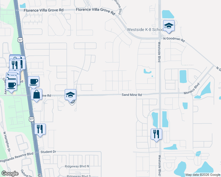 map of restaurants, bars, coffee shops, grocery stores, and more near Unnamed Road in Davenport