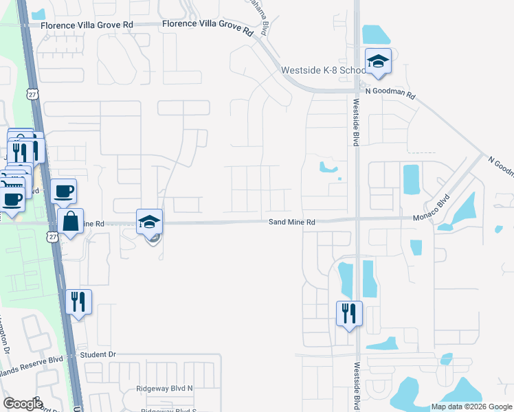 map of restaurants, bars, coffee shops, grocery stores, and more near Unnamed Road in Davenport