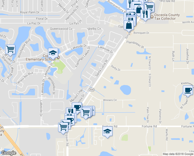 map of restaurants, bars, coffee shops, grocery stores, and more near 2187 Jessa Drive in Kissimmee