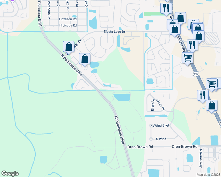 map of restaurants, bars, coffee shops, grocery stores, and more near 2014 Royal Bay Boulevard in Kissimmee