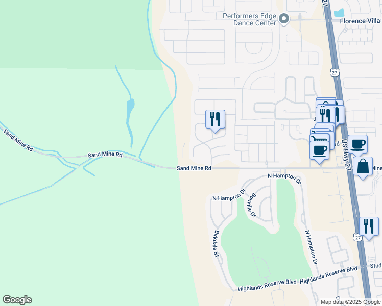 map of restaurants, bars, coffee shops, grocery stores, and more near 144 Orchid Drive in Davenport