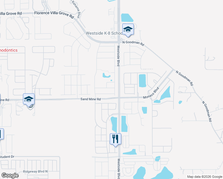 map of restaurants, bars, coffee shops, grocery stores, and more near 9002 Wildflower Lane in Kissimmee