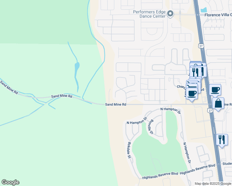 map of restaurants, bars, coffee shops, grocery stores, and more near 104 Orchid Drive in Davenport