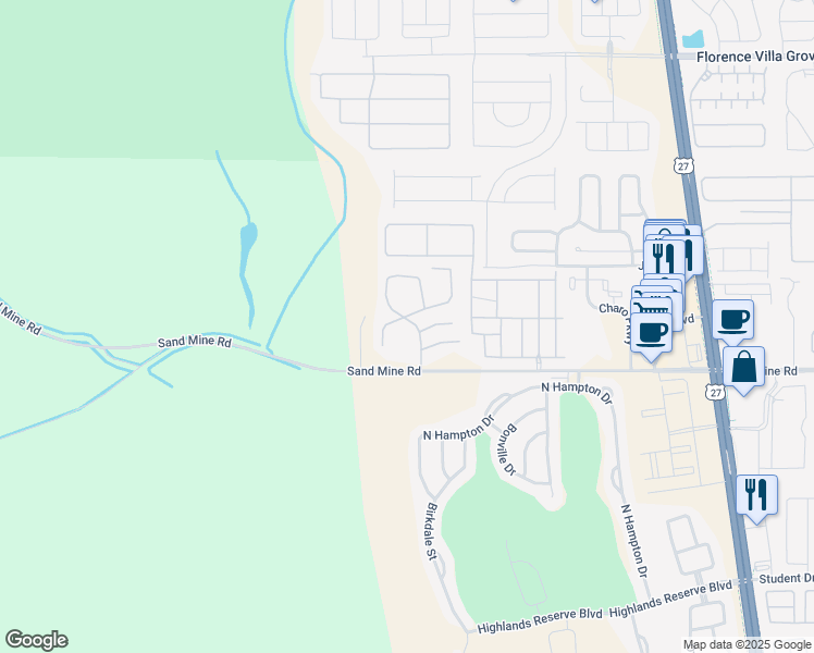 map of restaurants, bars, coffee shops, grocery stores, and more near 121 Caribbean Drive in Davenport