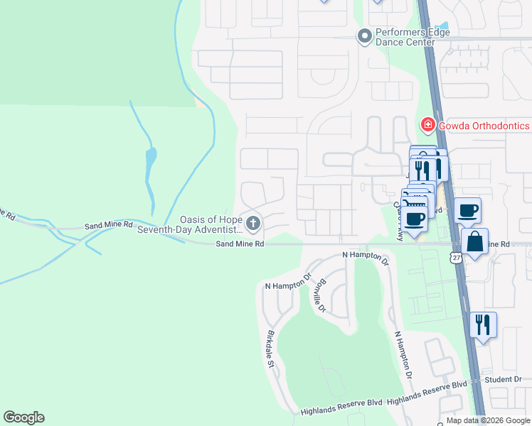 map of restaurants, bars, coffee shops, grocery stores, and more near 432 Orchid Drive in Davenport