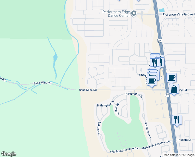 map of restaurants, bars, coffee shops, grocery stores, and more near 132 Mango Drive in Davenport