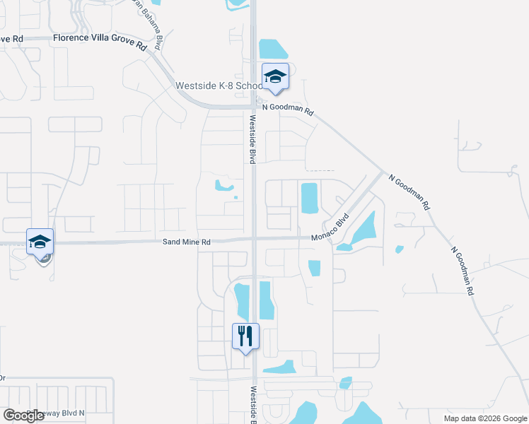 map of restaurants, bars, coffee shops, grocery stores, and more near 9022 Rhodes Street in Kissimmee