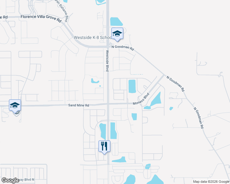 map of restaurants, bars, coffee shops, grocery stores, and more near 9022 Rhodes Street in Kissimmee