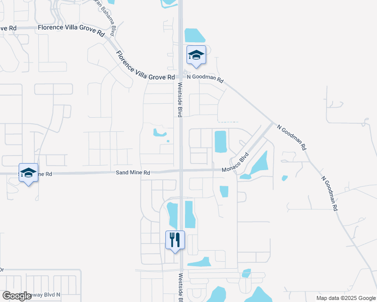 map of restaurants, bars, coffee shops, grocery stores, and more near 9022 Rhodes Street in Kissimmee
