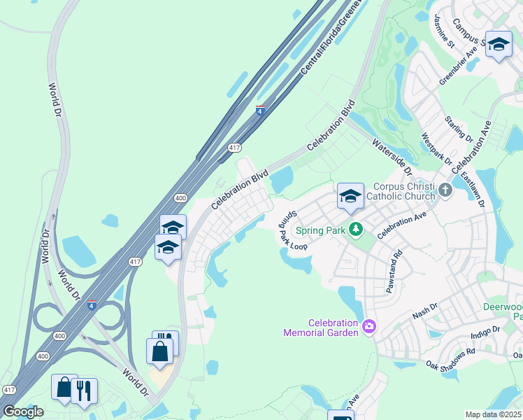 map of restaurants, bars, coffee shops, grocery stores, and more near 1537 Castile Street in Kissimmee