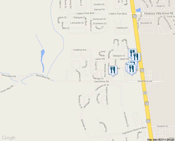 map of restaurants, bars, coffee shops, grocery stores, and more near 647 Orchid Drive in Davenport