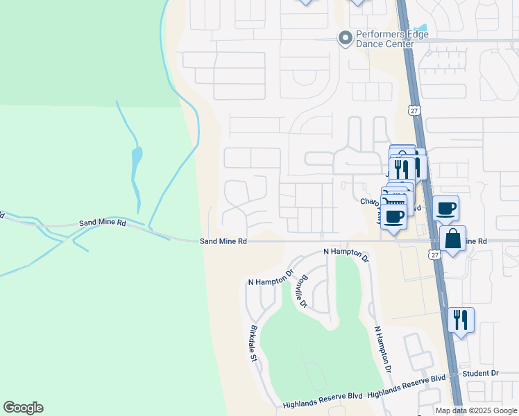 map of restaurants, bars, coffee shops, grocery stores, and more near 647 Orchid Drive in Davenport