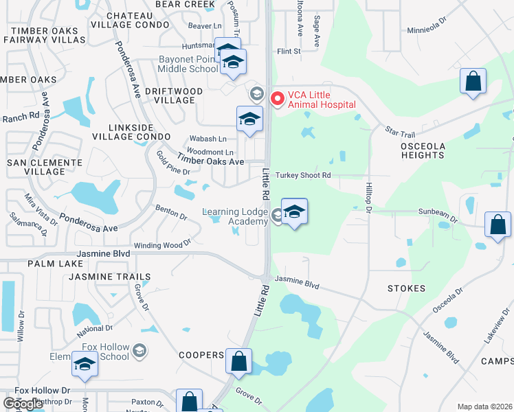 map of restaurants, bars, coffee shops, grocery stores, and more near 10631 Quimby Drive in Port Richey