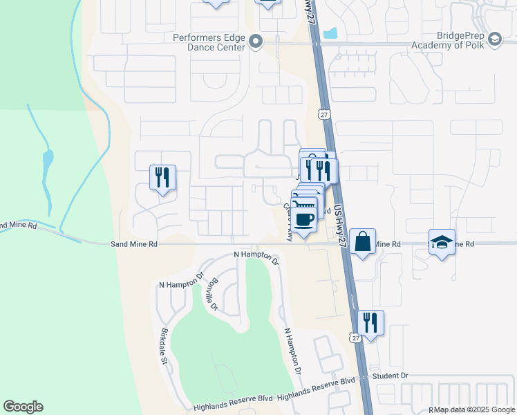 map of restaurants, bars, coffee shops, grocery stores, and more near 904 Charo Parkway in Davenport