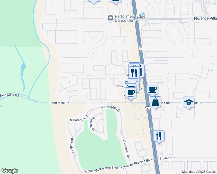 map of restaurants, bars, coffee shops, grocery stores, and more near 910 Charo Parkway in Davenport