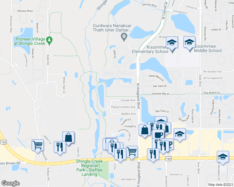 map of restaurants, bars, coffee shops, grocery stores, and more near 2217 Grand Cayman Court in Kissimmee