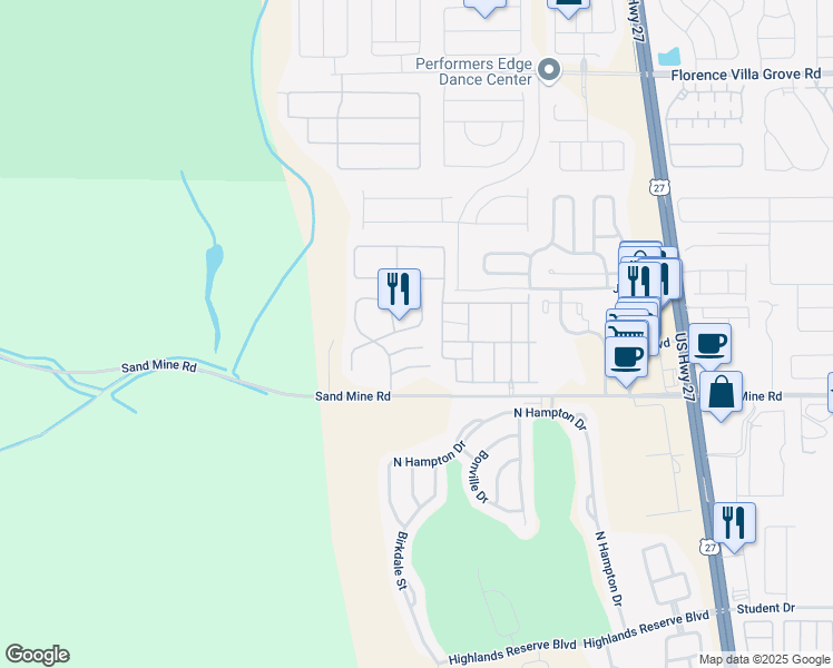 map of restaurants, bars, coffee shops, grocery stores, and more near 617 Orchid Drive in Davenport