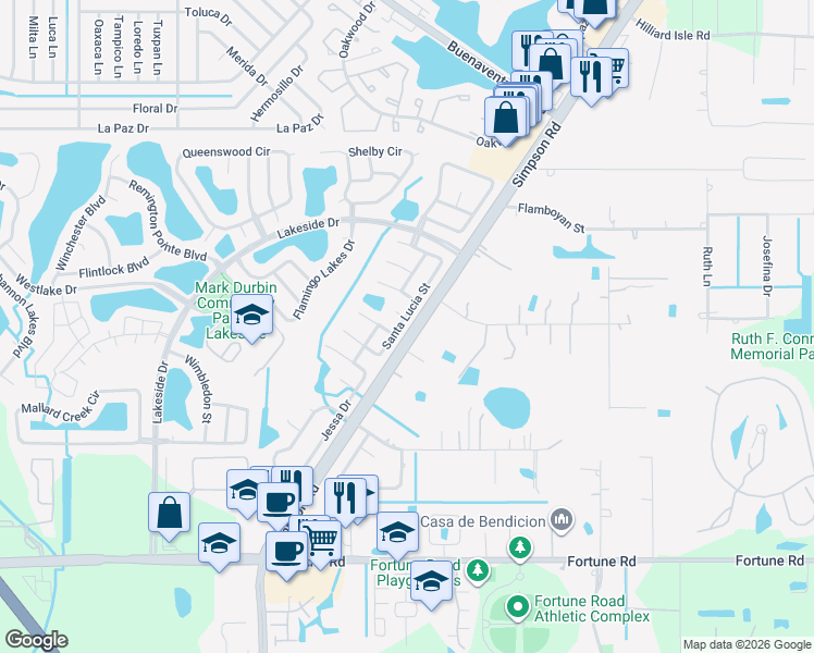 map of restaurants, bars, coffee shops, grocery stores, and more near 2267 Santa Lucia Street in Kissimmee