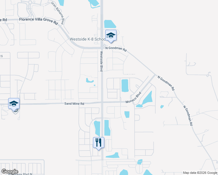 map of restaurants, bars, coffee shops, grocery stores, and more near 9022 Rhodes Street in Kissimmee