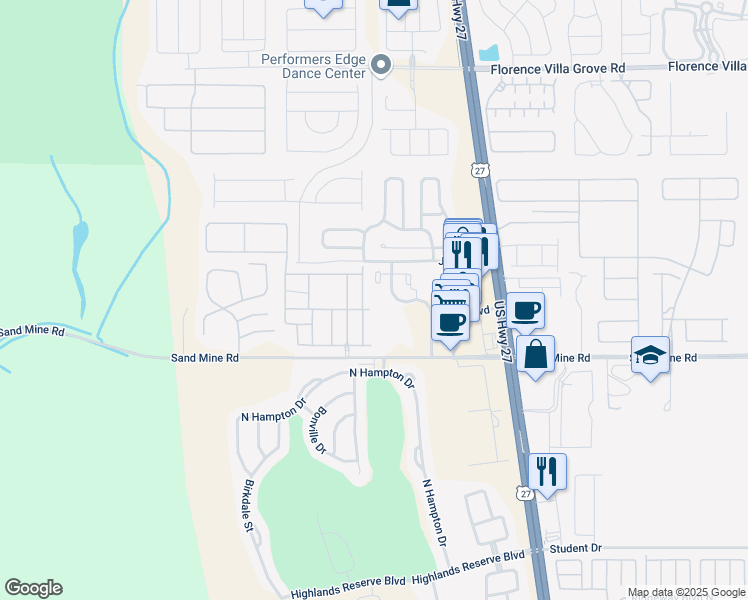 map of restaurants, bars, coffee shops, grocery stores, and more near 904 Charo Parkway in Davenport