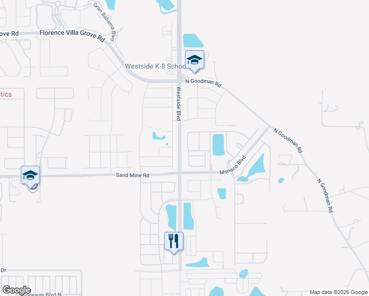 map of restaurants, bars, coffee shops, grocery stores, and more near 9022 Rhodes Street in Kissimmee