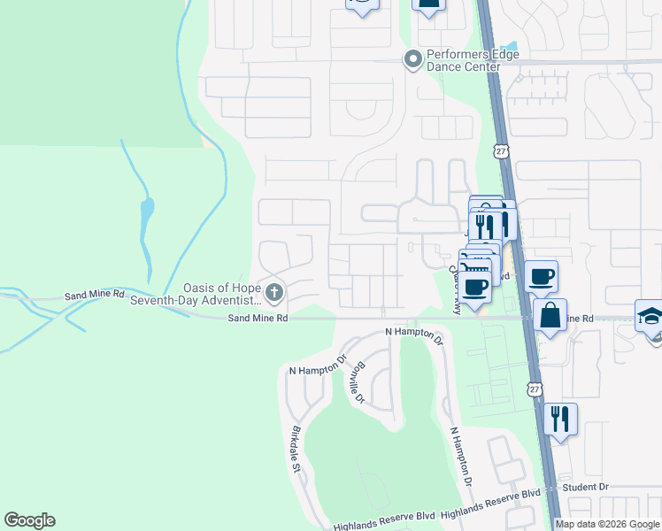 map of restaurants, bars, coffee shops, grocery stores, and more near 121 Napoli Drive in Davenport