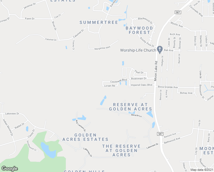 map of restaurants, bars, coffee shops, grocery stores, and more near 11345 Lorain Road in New Port Richey