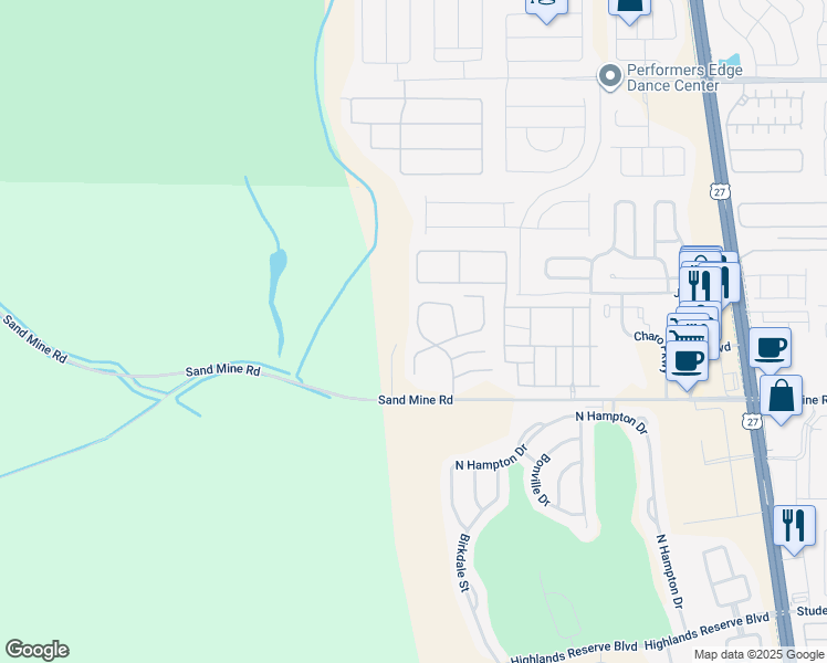 map of restaurants, bars, coffee shops, grocery stores, and more near 405 Caribbean Drive in Davenport
