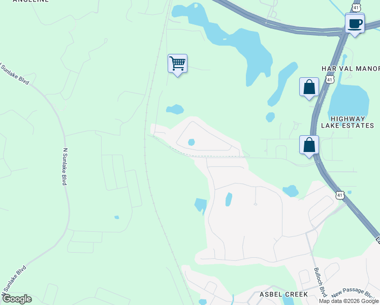 map of restaurants, bars, coffee shops, grocery stores, and more near 18502 Keene Road in Land O' Lakes
