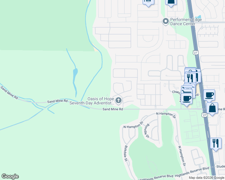 map of restaurants, bars, coffee shops, grocery stores, and more near 405 Caribbean Drive in Davenport
