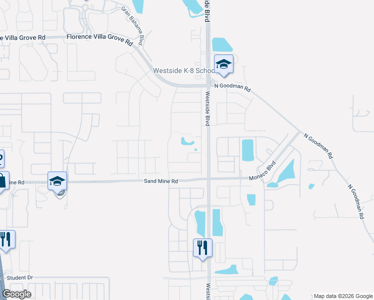 map of restaurants, bars, coffee shops, grocery stores, and more near 9041 Pinales Way in Davenport