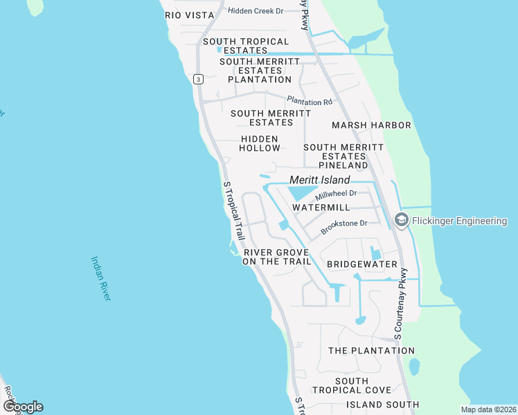 map of restaurants, bars, coffee shops, grocery stores, and more near 2468 Long Sandy Circle in Merritt Island