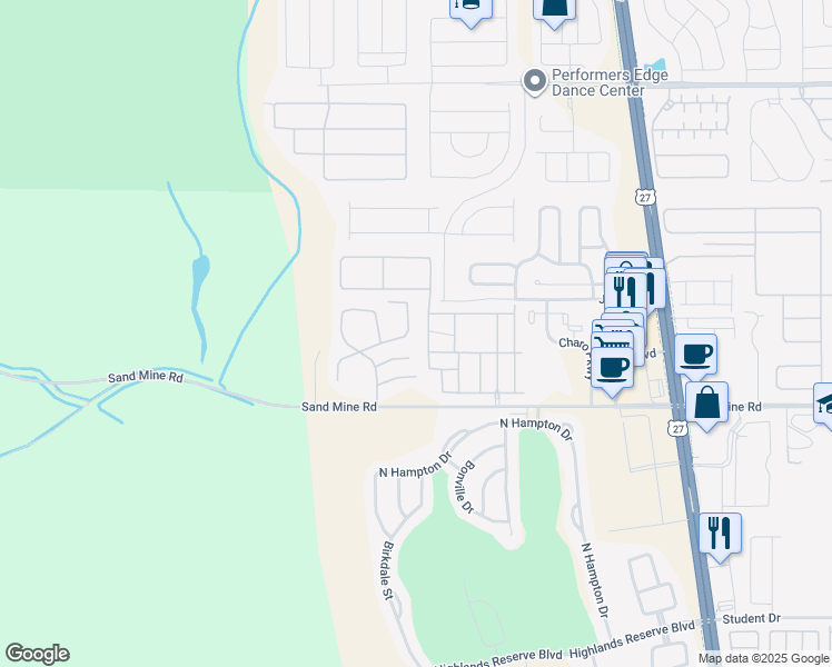 map of restaurants, bars, coffee shops, grocery stores, and more near 647 Orchid Drive in Davenport