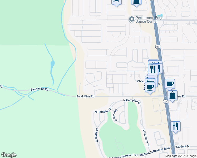 map of restaurants, bars, coffee shops, grocery stores, and more near 647 Orchid Drive in Davenport