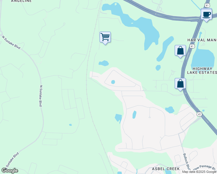 map of restaurants, bars, coffee shops, grocery stores, and more near 18502 Keene Road in Land O' Lakes