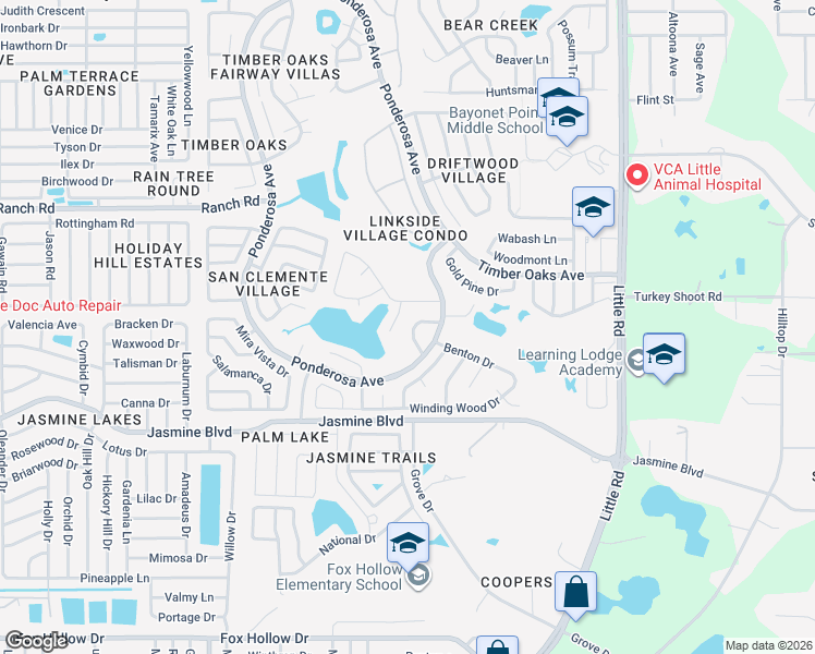 map of restaurants, bars, coffee shops, grocery stores, and more near 10640 Tonapa Loop in Port Richey