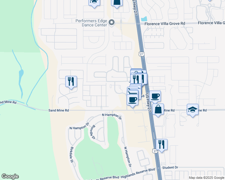 map of restaurants, bars, coffee shops, grocery stores, and more near 904 Charo Parkway in Davenport