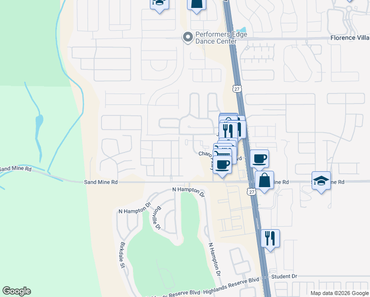 map of restaurants, bars, coffee shops, grocery stores, and more near 906 Charo Parkway in Davenport